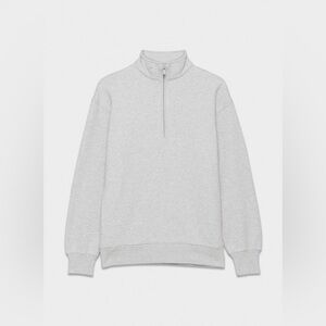 Aritzia TNA Cozy Fleece 1/4 Zip Sweatshirt Heather Chrome